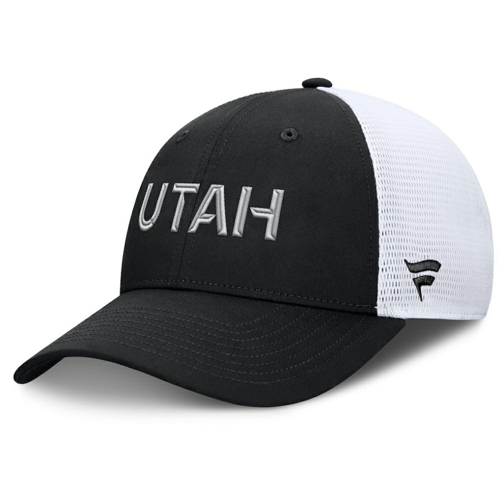 NHL Utah Mammoth Fanatics Authentic Pro Rink Lockup Adjustable Trucker Hat - Black/White