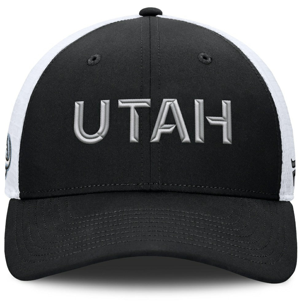 NHL Utah Mammoth Fanatics Authentic Pro Rink Lockup Adjustable Trucker Hat - Black/White