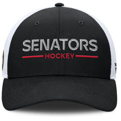 NHL Ottawa Senators Fanatics Authentic Pro Rink Lockup Adjustable Trucker Hat - Black/White