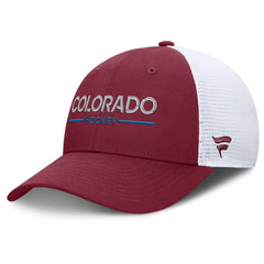 NHL Colorado Avalanche Fanatics Authentic Pro Rink Lockup Adjustable Trucker Hat - Burgundy/White