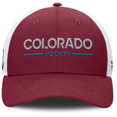 NHL Colorado Avalanche Fanatics Authentic Pro Rink Lockup Adjustable Trucker Hat - Burgundy/White