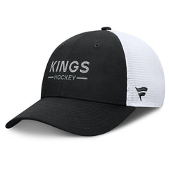 NHL Los Angeles Kings Fanatics Authentic Pro Rink Lockup Adjustable Trucker Hat - Black/White