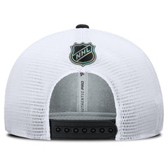NHL Los Angeles Kings Fanatics Authentic Pro Rink Lockup Adjustable Trucker Hat - Black/White