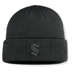 NHL Seattle Kraken Fanatics Authentic Pro Road Cuffed Knit Hat - Black