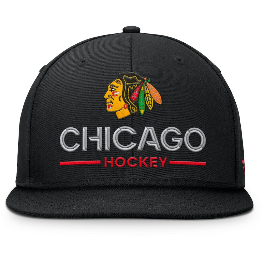 NHL Chicago Blackhawks Fanatics Authentic Pro Rink Lockup Snapback Hat - Black