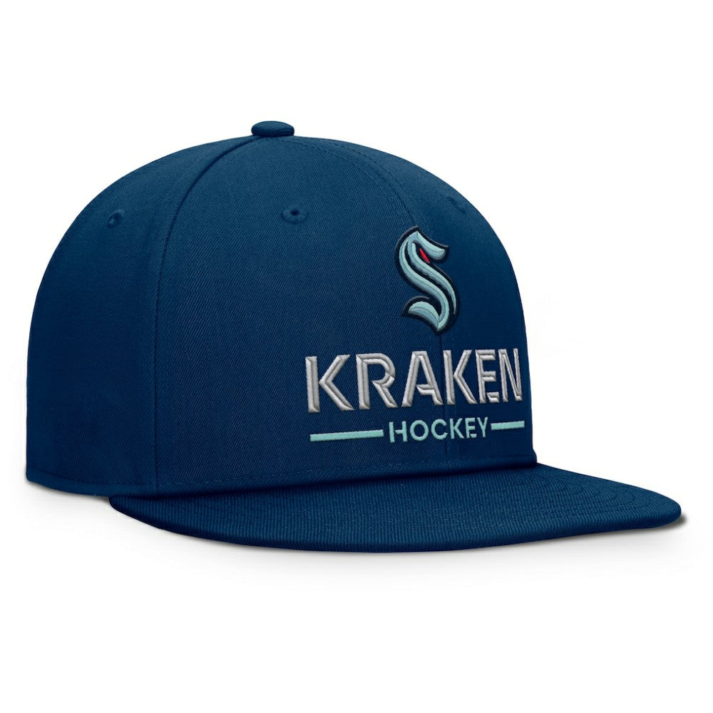 NHL Seattle Kraken Fanatics Authentic Pro Rink Lockup Snapback Hat - Deep Sea Blue