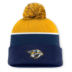 NHL Nashville Predators Fanatics Authentic Pro Rink Cuffed Knit Hat with Pom - Navy