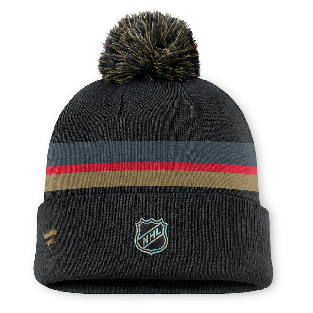 NHL Vegas Golden Knights Fanatics Authentic Pro Rink Cuffed Knit Hat with Pom - Charcoal