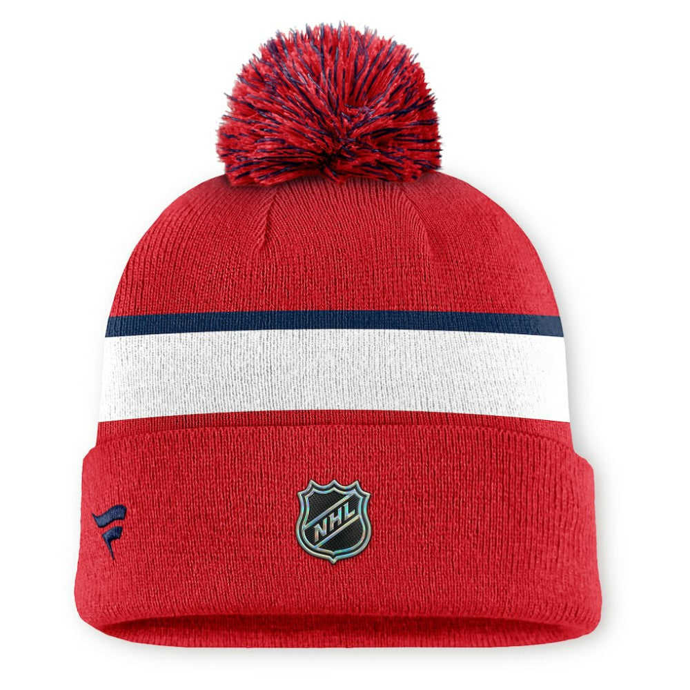 NHL Washington Capitals Fanatics Authentic Pro Rink Cuffed Knit Hat with Pom - Red