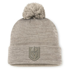 NHL Vegas Golden Knights Fanatics Authentic Pro Road Cuffed Knit Hat with Pom - Tan
