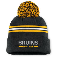 NHL Boston Bruins Fanatics Women's Authentic Pro Rink Cuffed Knit Hat with Pom - Black