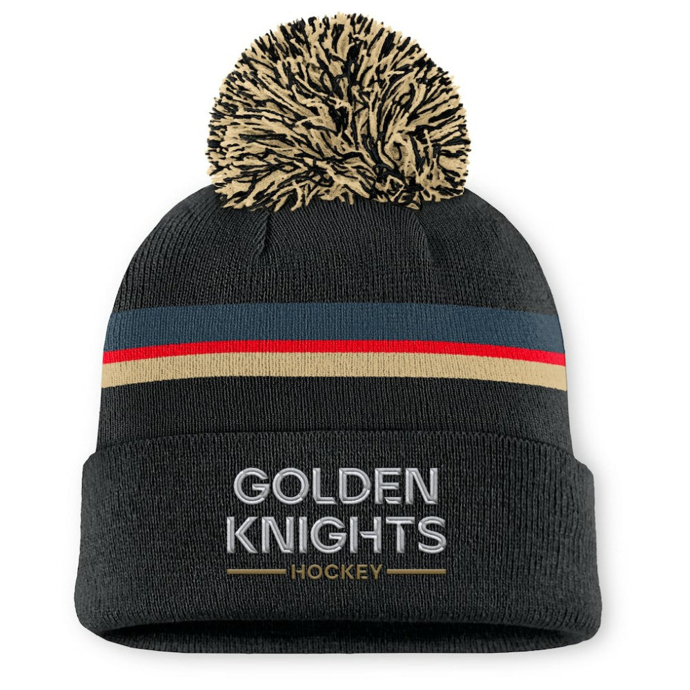 NHL Vegas Golden Knights Fanatics Women's Authentic Pro Rink Cuffed Knit Hat with Pom - Black