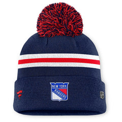 NHL New York Rangers Fanatics Women's Authentic Pro Rink Cuffed Knit Hat with Pom - Navy