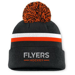 NHL Philadelphia Flyers Fanatics Women's Authentic Pro Rink Cuffed Knit Hat with Pom - Black