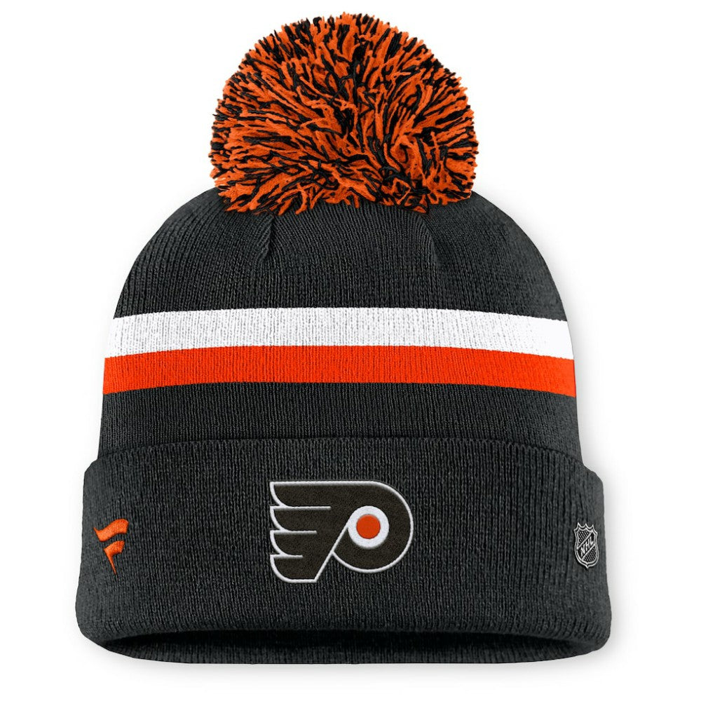NHL Philadelphia Flyers Fanatics Women's Authentic Pro Rink Cuffed Knit Hat with Pom - Black