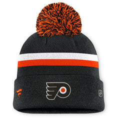 NHL Philadelphia Flyers Fanatics Women's Authentic Pro Rink Cuffed Knit Hat with Pom - Black