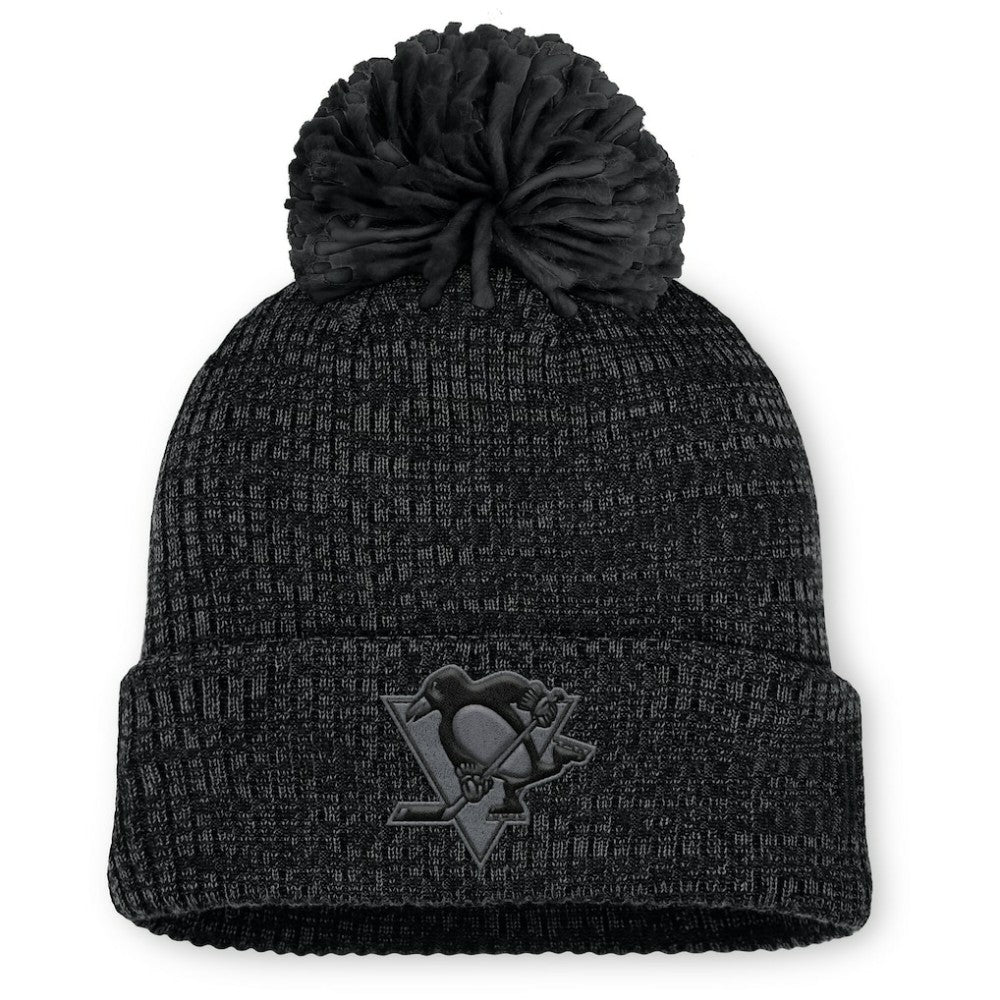 NHL Pittsburgh Penguins Fanatics Women's Authentic Pro Road Cuffed Knit Hat with Pom - Black