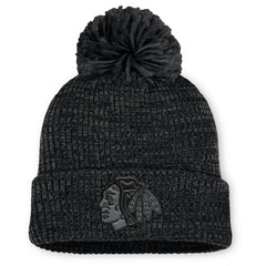 NHL Chicago Blackhawks Fanatics Women's Authentic Pro Road Cuffed Knit Hat with Pom - Black