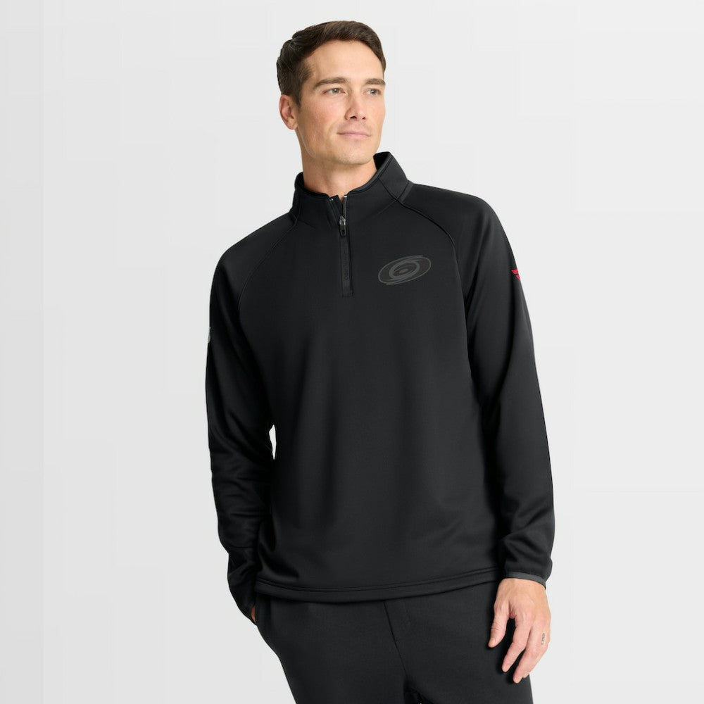 NHL Carolina Hurricanes Fanatics Authentic Pro Tonal Rink Raglan Quarter-Zip Pullover - Black