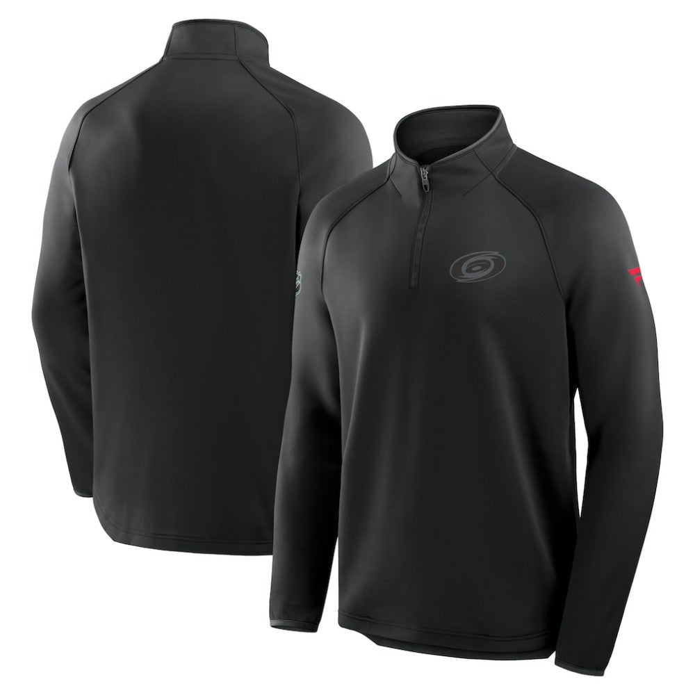NHL Carolina Hurricanes Fanatics Authentic Pro Tonal Rink Raglan Quarter-Zip Pullover - Black