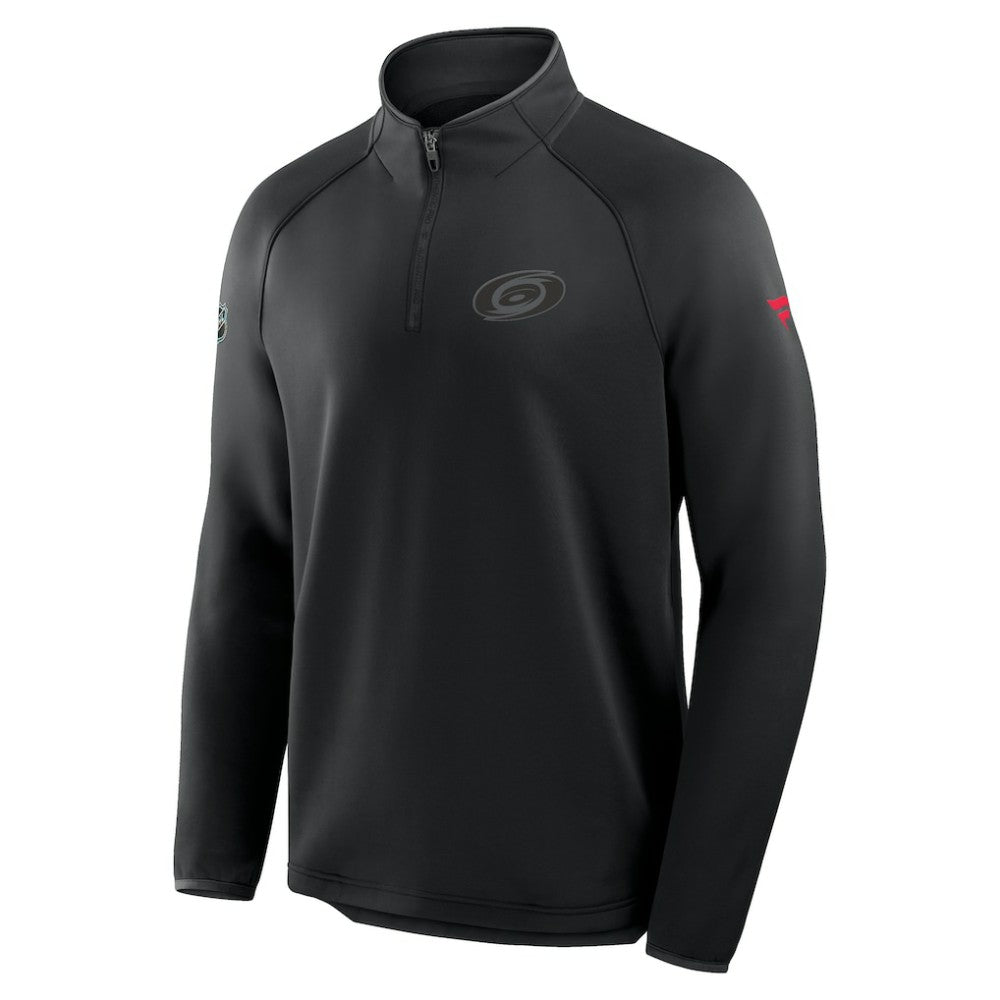 NHL Carolina Hurricanes Fanatics Authentic Pro Tonal Rink Raglan Quarter-Zip Pullover - Black