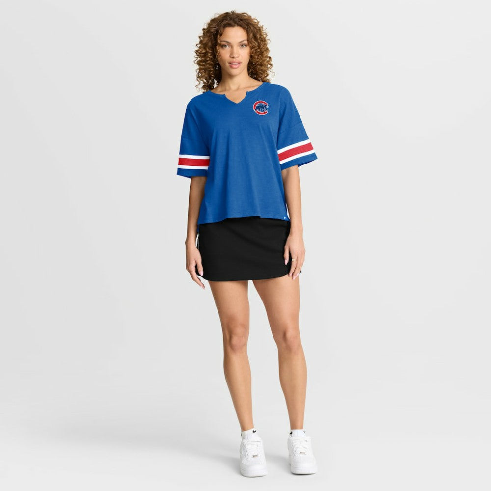 Chicago Cubs Fanatics Women's Curl Route T-Shirt - Royal T-shirts