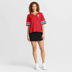 Philadelphia Phillies Fanatics Women's Curl Route T-Shirt - Red T-shirts
