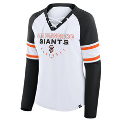 San Francisco Giants Fanatics Women's Blitz Package Raglan Lace-Up V-Neck Long Sleeve T-Shirt - White/Black T-shirts