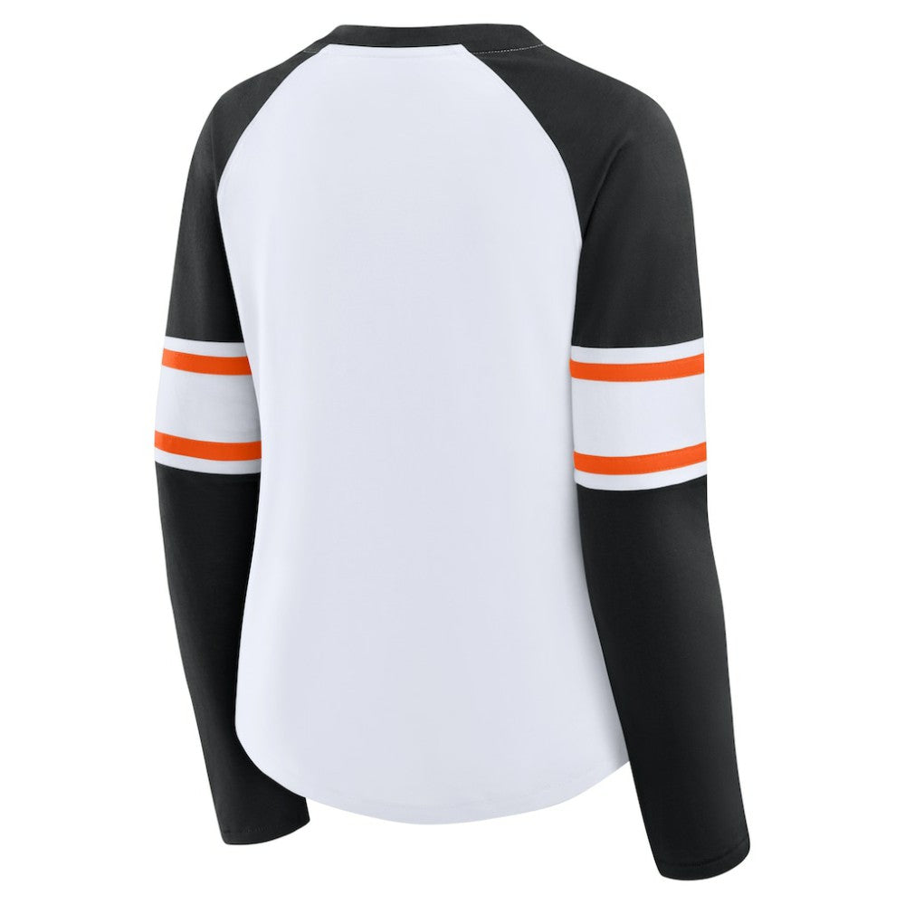 San Francisco Giants Fanatics Women's Blitz Package Raglan Lace-Up V-Neck Long Sleeve T-Shirt - White/Black T-shirts