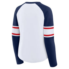 Atlanta Braves Fanatics Women's Blitz Package Raglan Lace-Up V-Neck Long Sleeve T-Shirt - White/Navy T-shirts