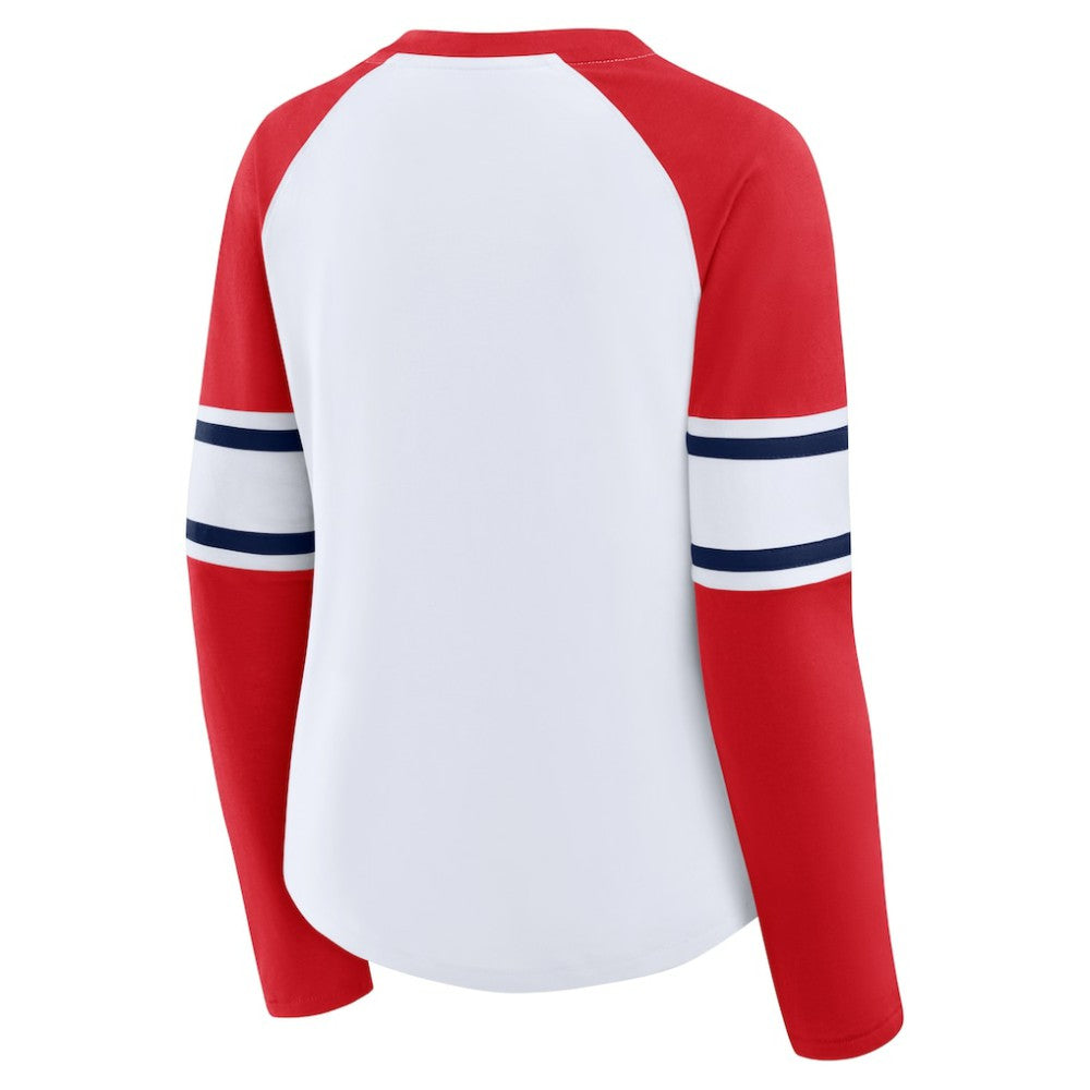 St. Louis Cardinals Fanatics Women's Blitz Package Raglan Lace-Up V-Neck Long Sleeve T-Shirt - White/Red T-shirts