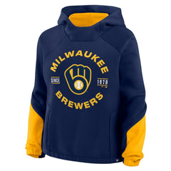 Milwaukee Brewers Fanatics Women's Oversized Time to Win Pullover Hoodie - Navy Hoodies