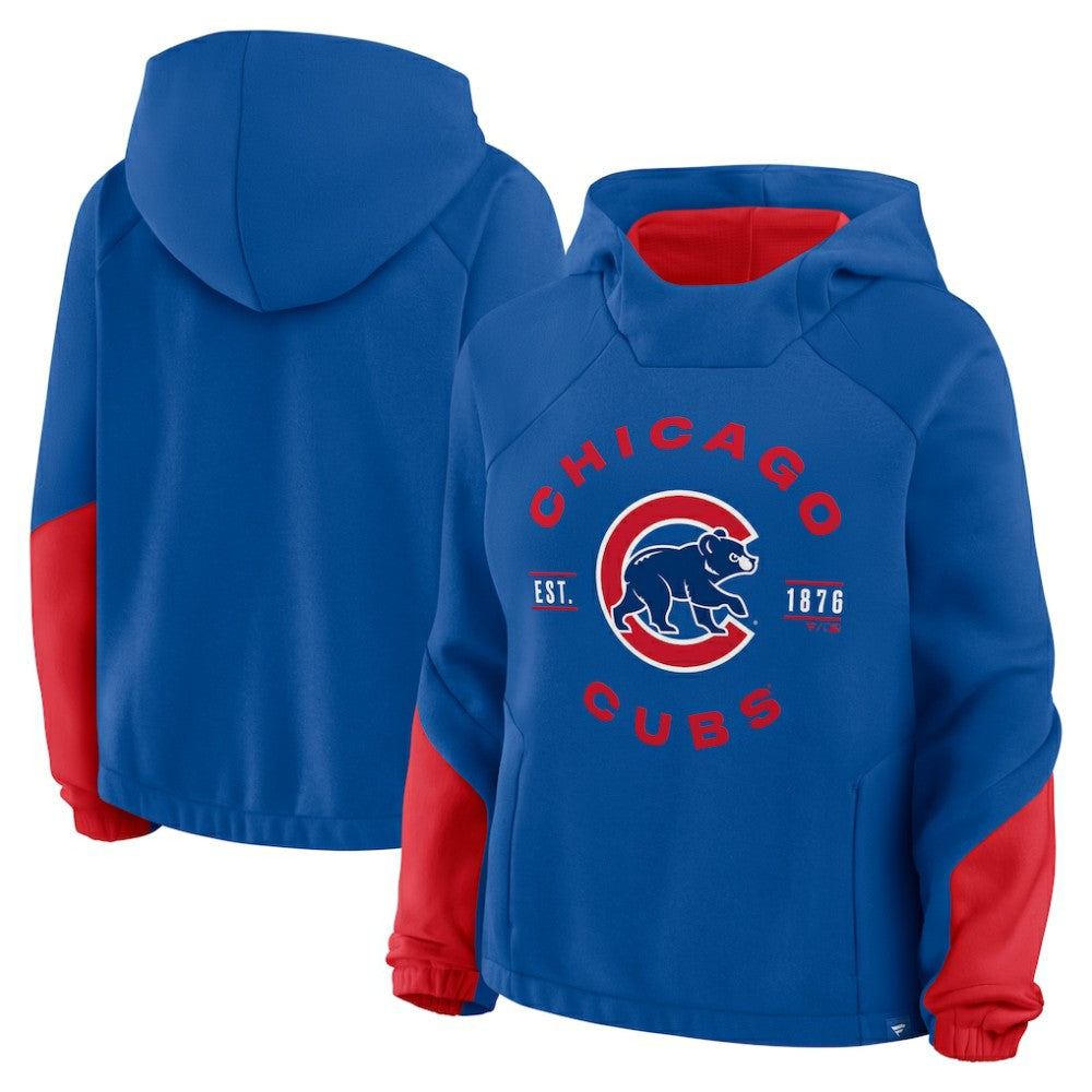 Chicago Cubs Fanatics Women's Oversized Time to Win Pullover Hoodie - Royal Hoodies