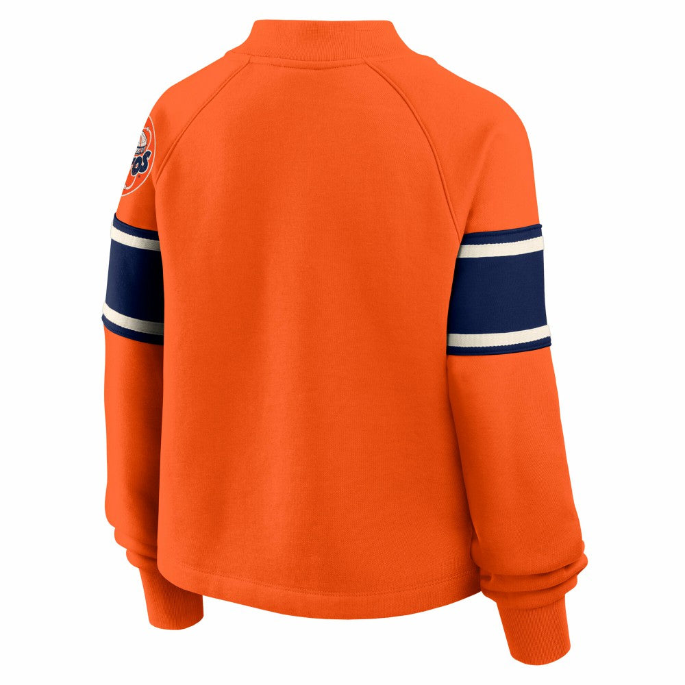 Houston Astros Fanatics Women's Oversized Toss Sweep Raglan Pullover Sweatshirt - Orange Pullover