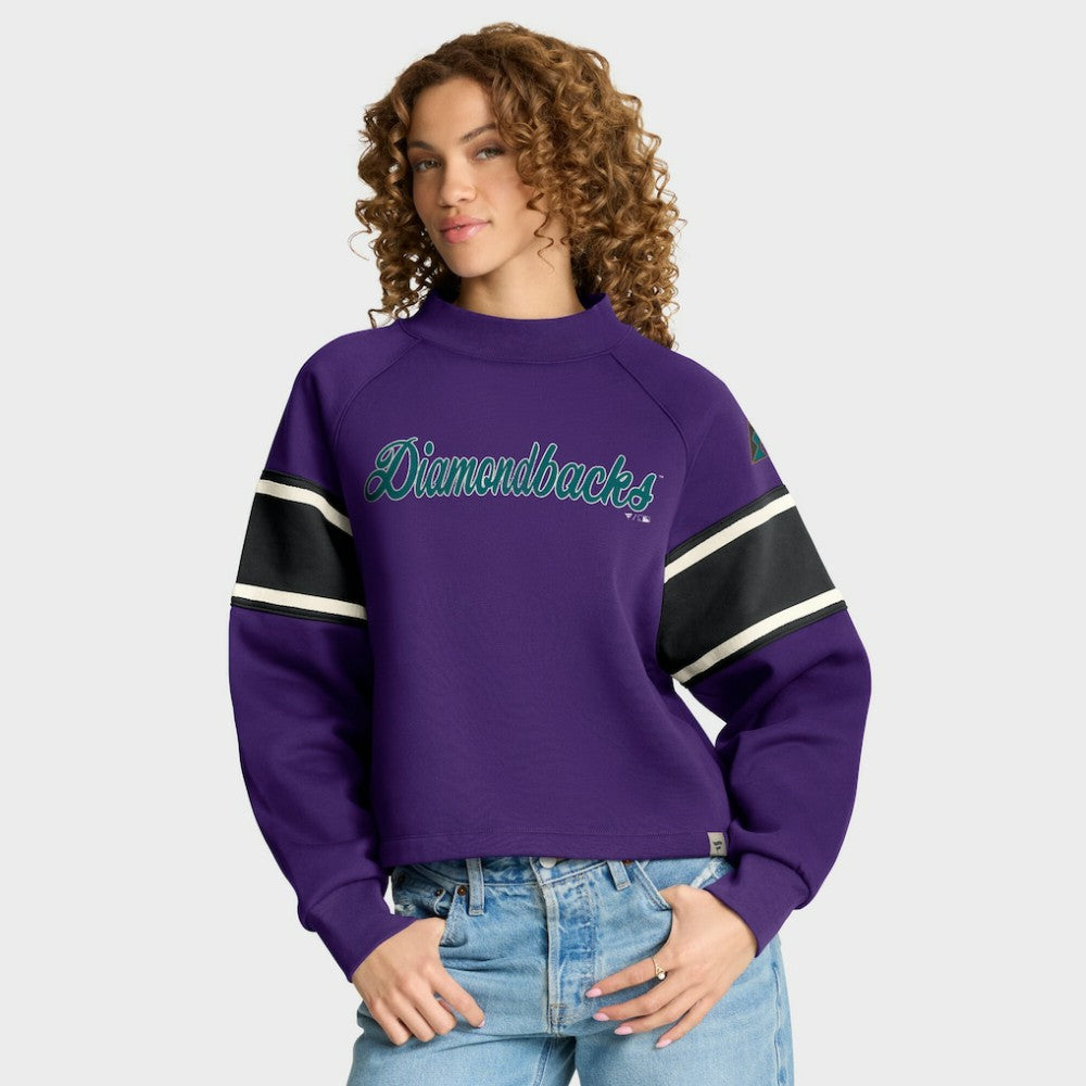 Arizona Diamondbacks Fanatics Women's Oversized Toss Sweep Raglan Pullover Sweatshirt - Purple Pullover