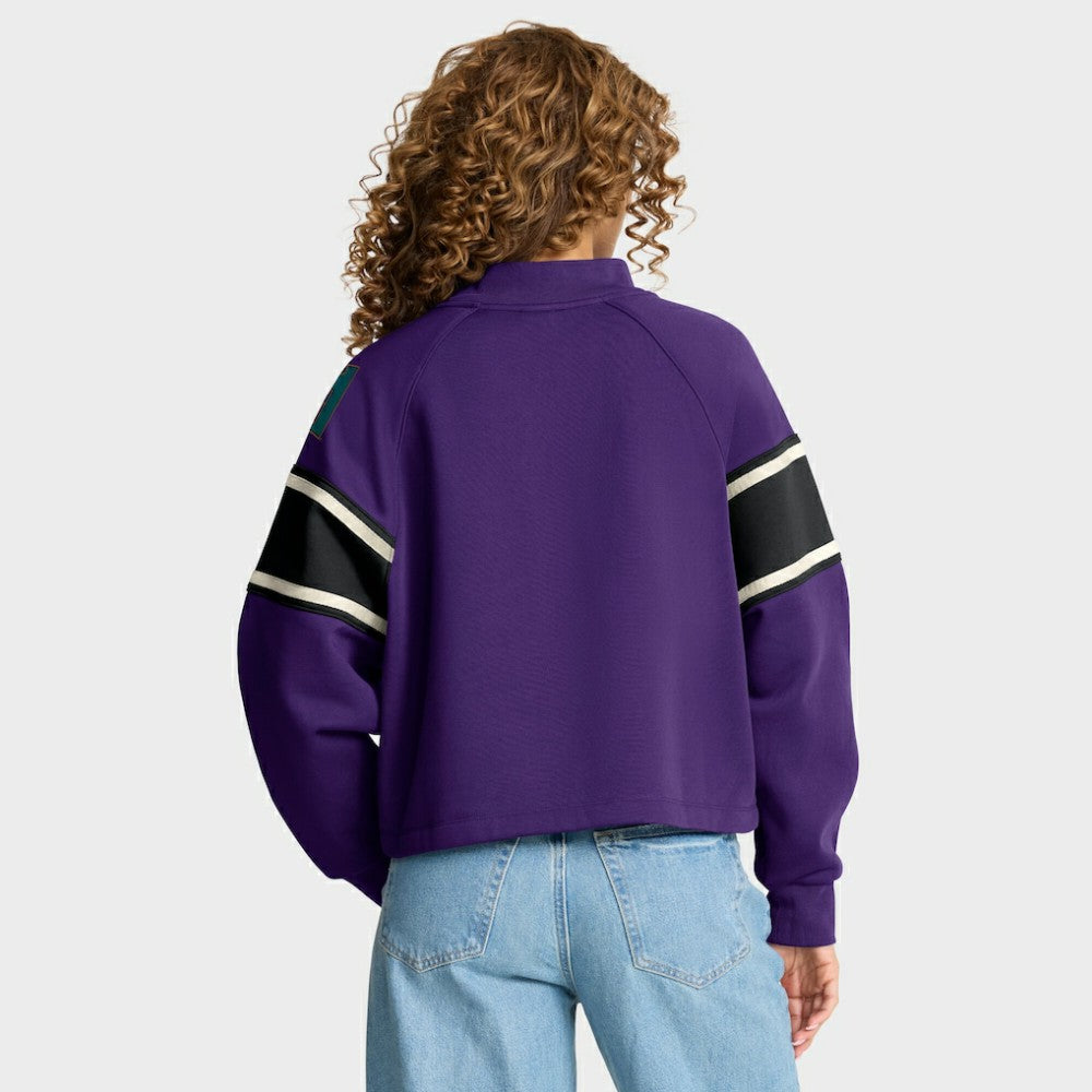 Arizona Diamondbacks Fanatics Women's Oversized Toss Sweep Raglan Pullover Sweatshirt - Purple Pullover