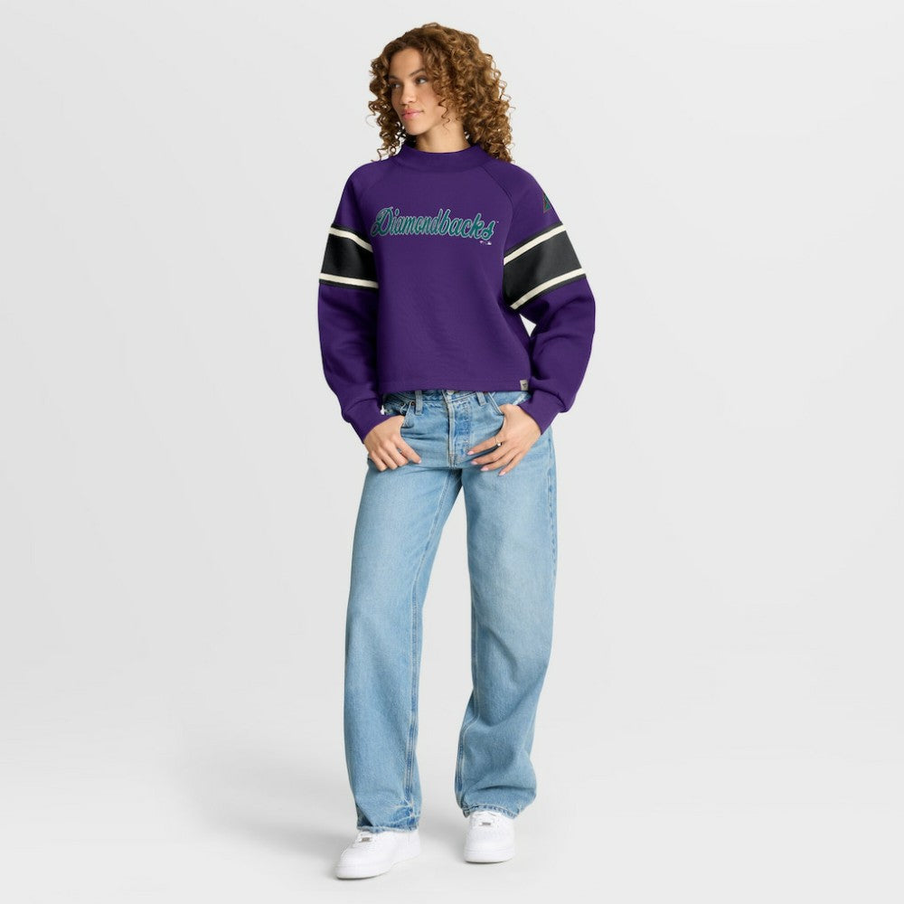 Arizona Diamondbacks Fanatics Women's Oversized Toss Sweep Raglan Pullover Sweatshirt - Purple Pullover