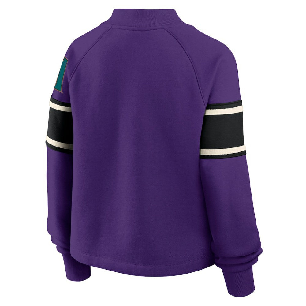 Arizona Diamondbacks Fanatics Women's Oversized Toss Sweep Raglan Pullover Sweatshirt - Purple Pullover