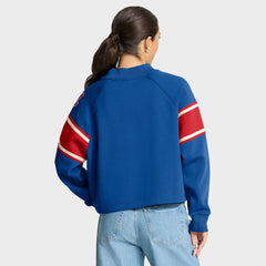 Atlanta Braves Fanatics Women's Oversized Toss Sweep Raglan Pullover Sweatshirt - Royal Pullover