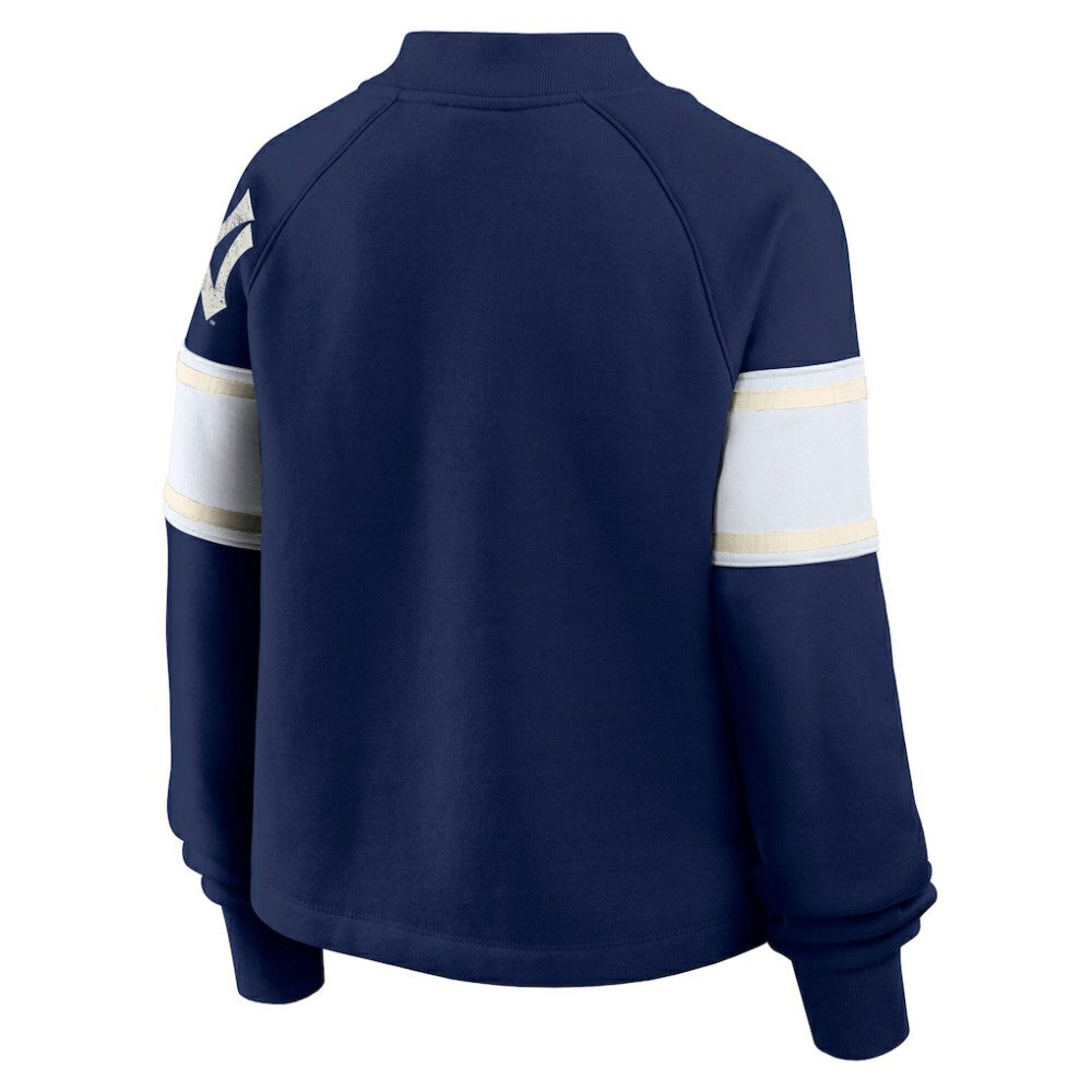 New York Yankees Fanatics Women's Oversized Toss Sweep Raglan Pullover Sweatshirt - Navy Pullover