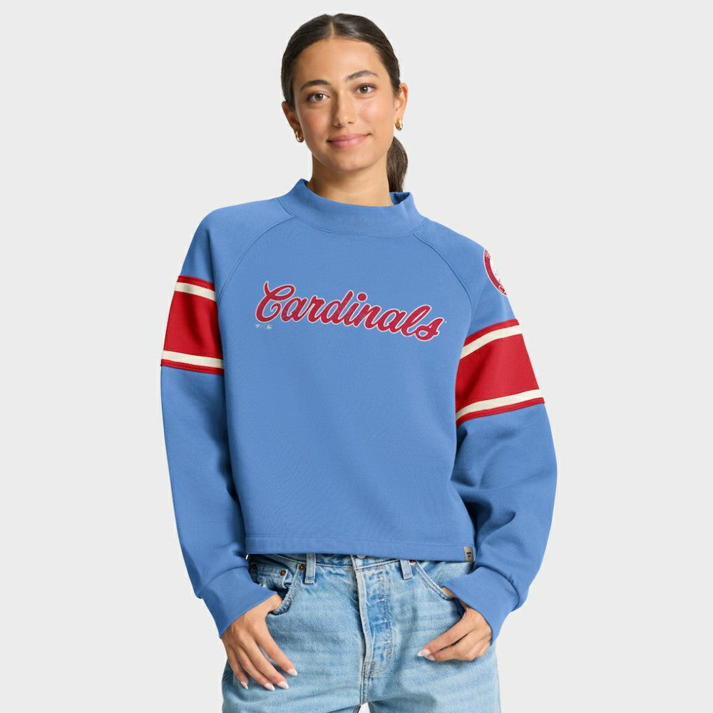 St. Louis Cardinals Fanatics Women's Oversized Toss Sweep Raglan Pullover Sweatshirt - Light Blue Pullover