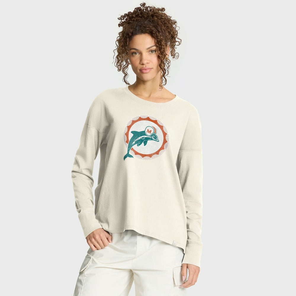 Miami Dolphins Women's Dove Legacy Long Sleeve T-Shirt Cream