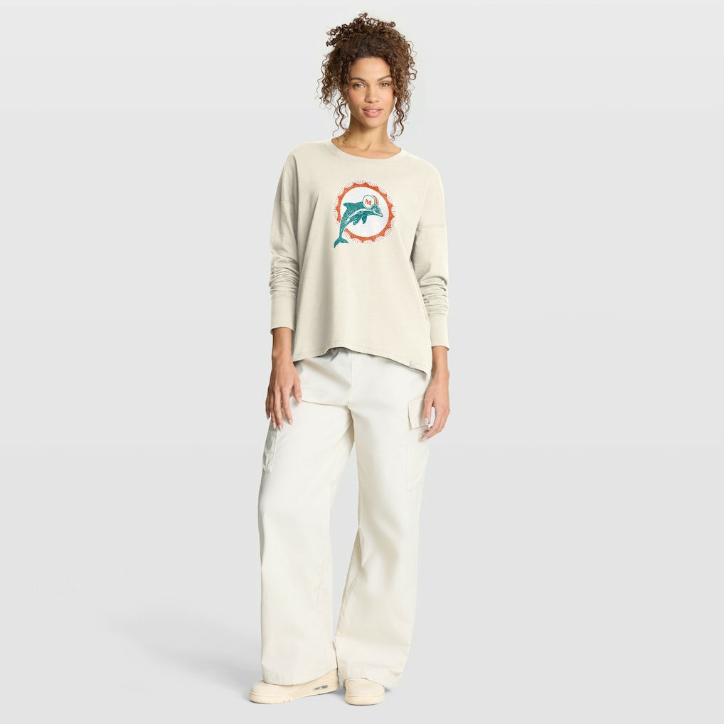 Miami Dolphins Women's Dove Legacy Long Sleeve T-Shirt Cream