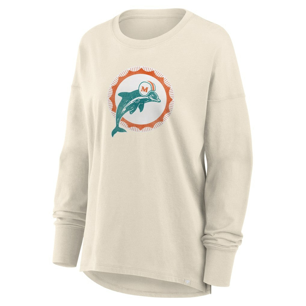 Miami Dolphins Women's Dove Legacy Long Sleeve T-Shirt Cream