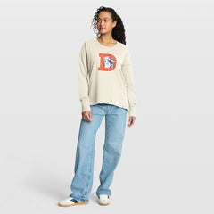 Denver Broncos Women's Dove Legacy Long Sleeve T-Shirt Cream
