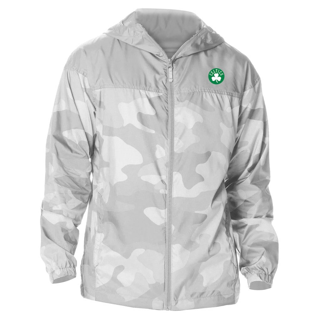 Boston Celtics Camo Flash Challenger Windbreaker Full-Zip Jacket Gray