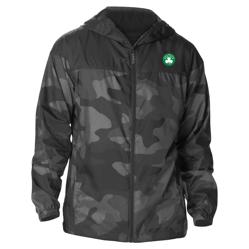 Boston Celtics Camo Flash Challenger Windbreaker Full-Zip Jacket Black