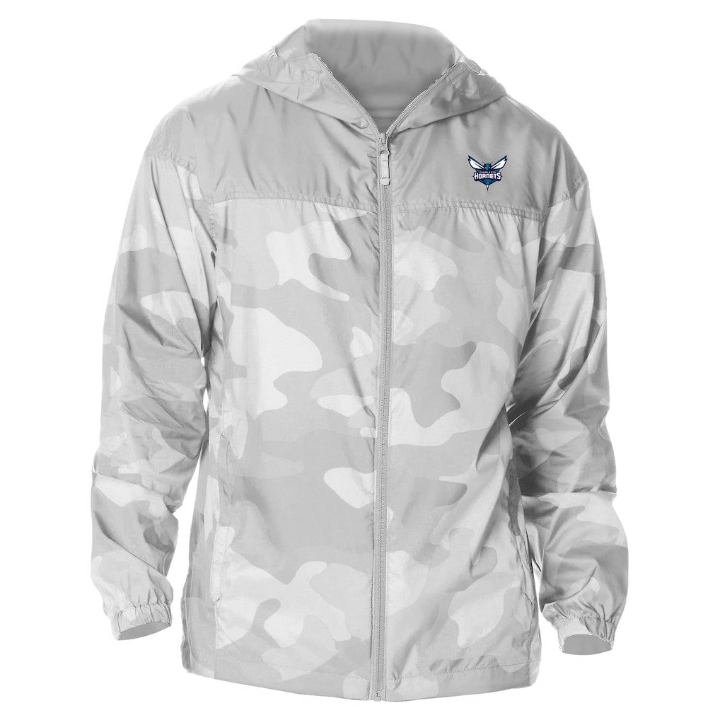 Charlotte Hornets Camo Flash Challenger Windbreaker Full-Zip Jacket Gray