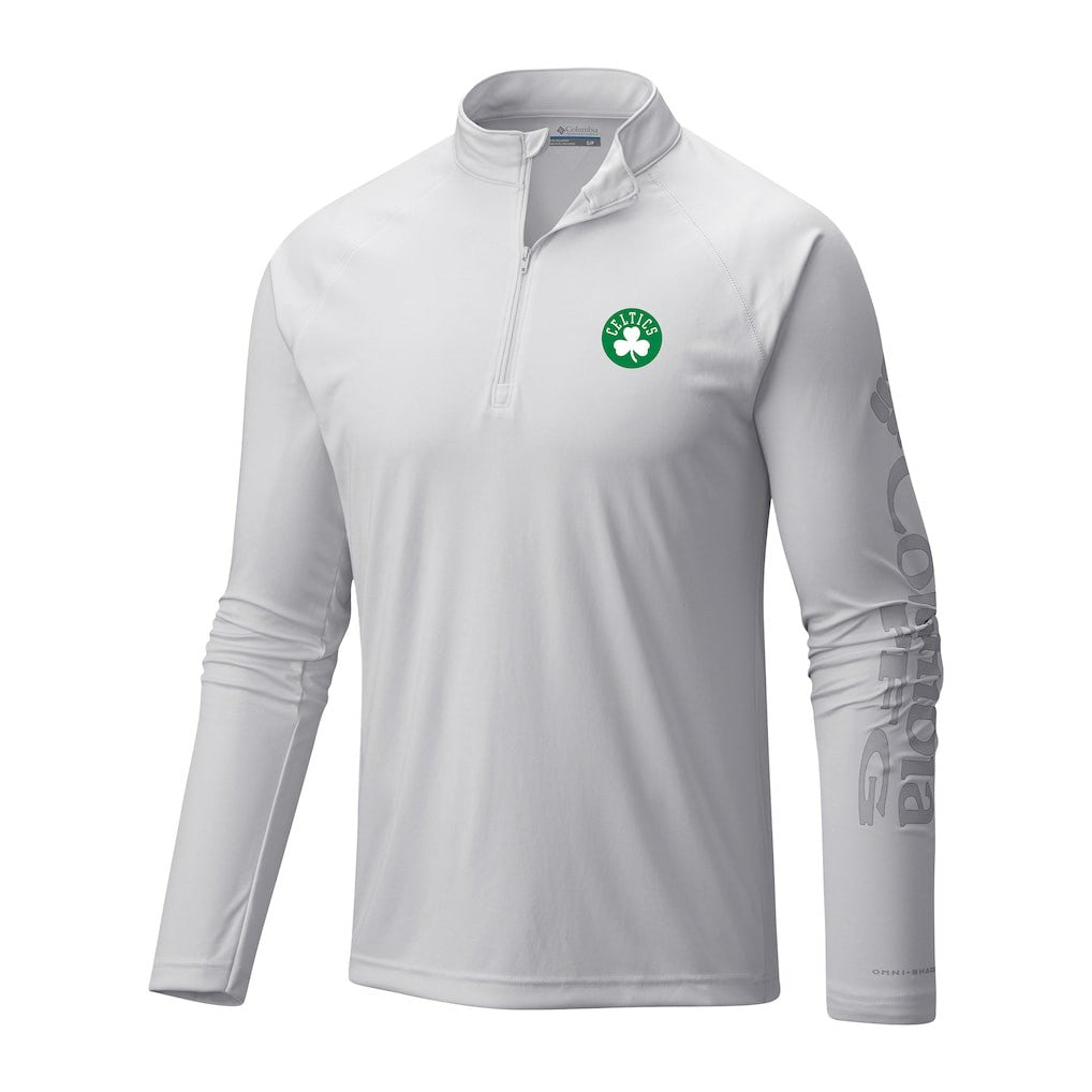 Boston Celtics Terminal Tackle Raglan Omni-Shade Quarter-Zip Jacket White