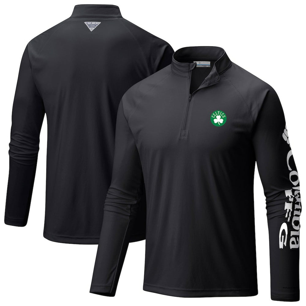 Boston Celtics Terminal Tackle Raglan Omni-Shade Quarter-Zip Jacket Black